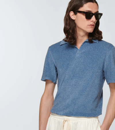 Shop Frescobol Carioca Short-sleeved Polo Shirt In Serene Blue