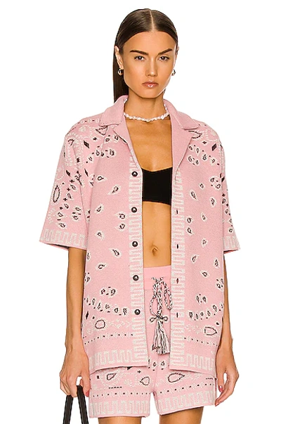 Shop Alanui Cotton Piquet Bandana Shirt In Light Pink