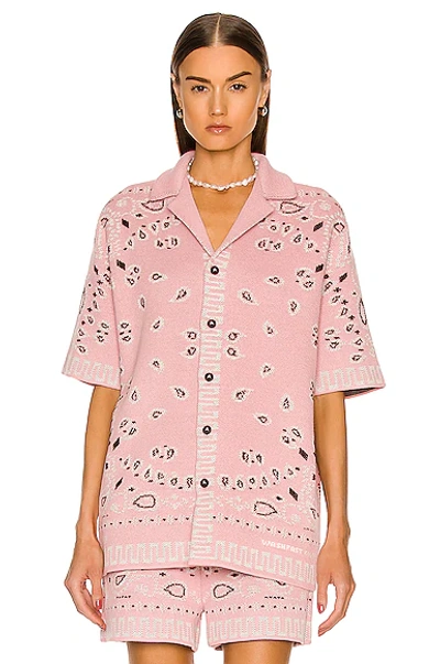 Shop Alanui Cotton Piquet Bandana Shirt In Light Pink