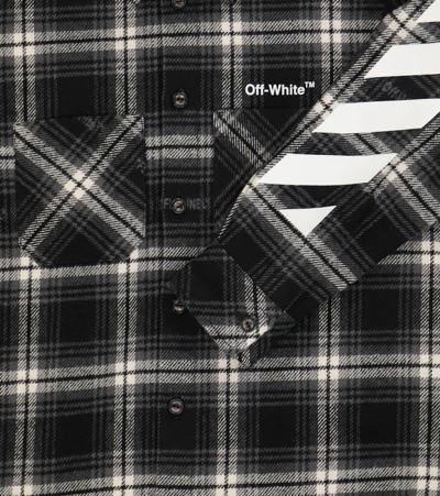 Shop Off-white Checked Cotton-blend Flannel Shirt In Black White