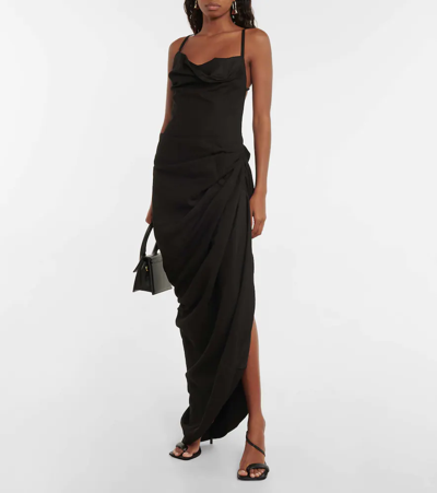 Shop Jacquemus La Robe Saudade Midi Dress In Black