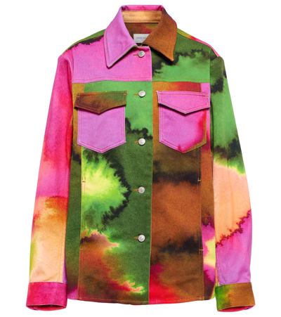 Multicolor Gradient Denim Jacket In Fuchsia