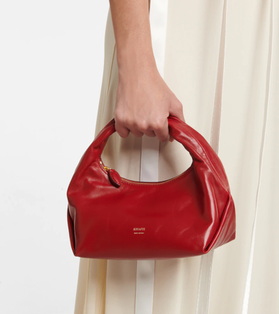 Shop Khaite Beatrice Small Leather Tote In Rouge Red