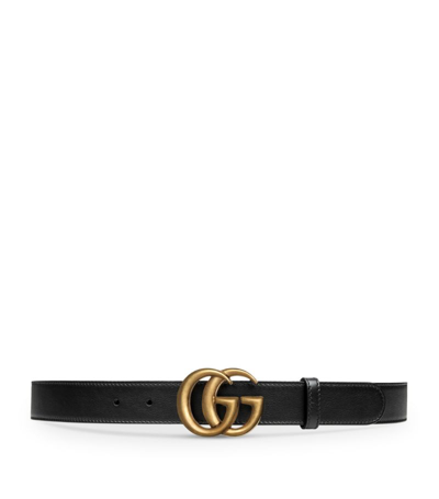 Shop Gucci Leather Double G Belt In Black