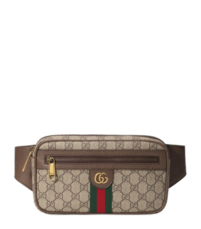 Shop Gucci Leather Ophidia Gg Belt Bag In Neutrals