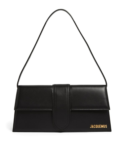 Shop Jacquemus Leather Le Bambino Long Shoulder Bag In Black