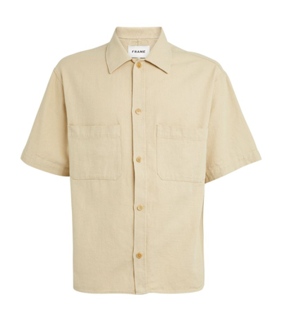 Shop Frame Cotton Short-sleeve Shirt In Beige