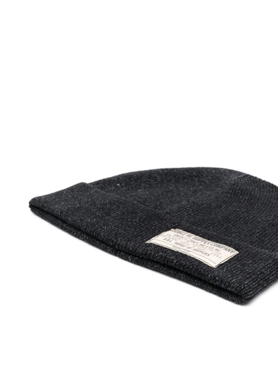 Rrl Watch Logo Patch Beanie In Schwarz