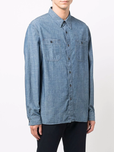 Shop Ralph Lauren Rrl Button-down Denim Shirt In Blue