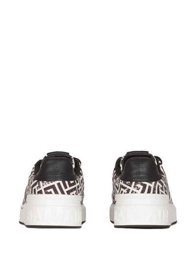 Shop Balmain B-court Monogram Print Sneakers In White