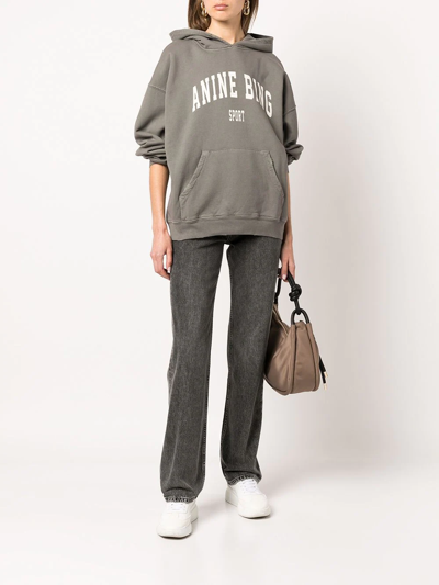 Shop Anine Bing Harvey Combed-cotton Hoodie In Grey