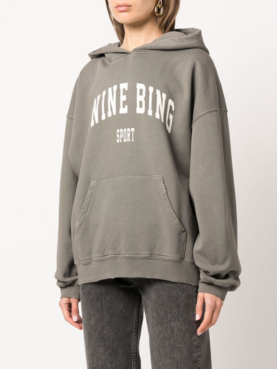 Shop Anine Bing Harvey Combed-cotton Hoodie In Grey