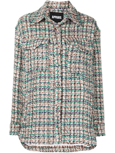 Shop Apparis Bart Tweed Shirt Jacket In Multicolour