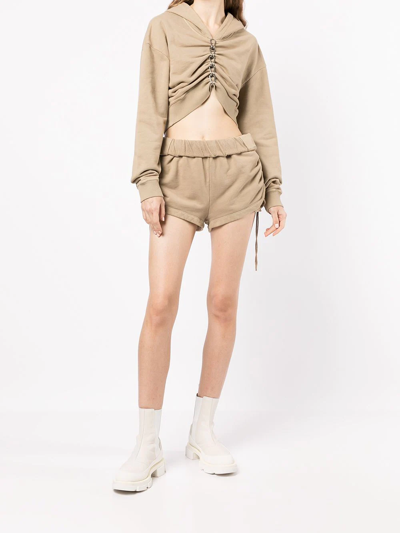 Shop Dion Lee Rolled-waist Track Shorts In Brown