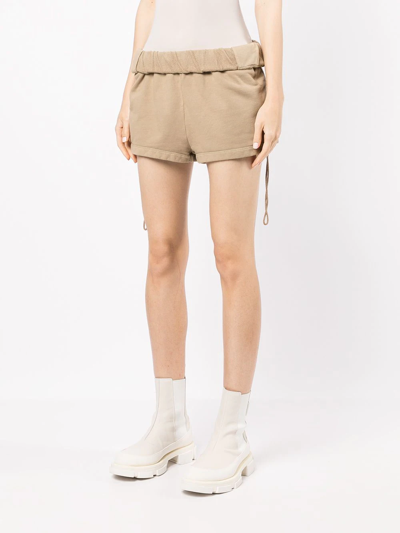 Shop Dion Lee Rolled-waist Track Shorts In Brown