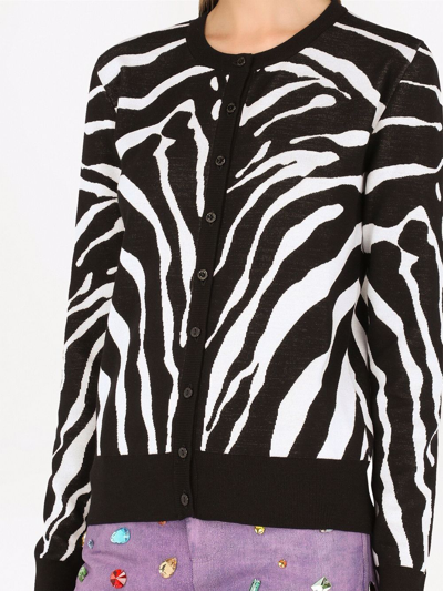 Shop Dolce & Gabbana Zebra Intarsia-knit Cardigan In Black