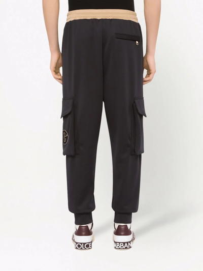 Shop Dolce & Gabbana Drawstring Cargo Track Trousers In Blue