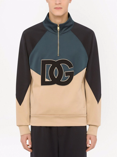 Shop Dolce & Gabbana Colour-block Logo Sweatshirt In Black