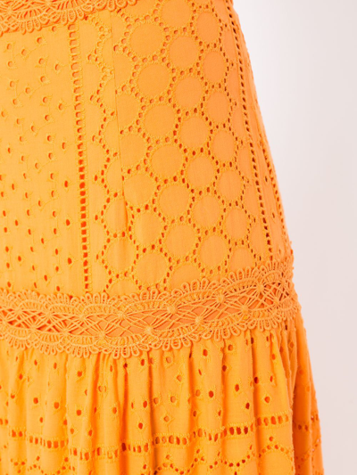 Shop Martha Medeiros Lia Broderie-anglaise Tiered Skirt In Orange