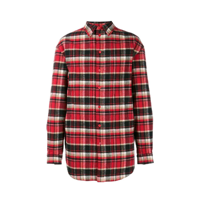 Shop Balenciaga Checked Flannel Padded Shirt Jacket In Red