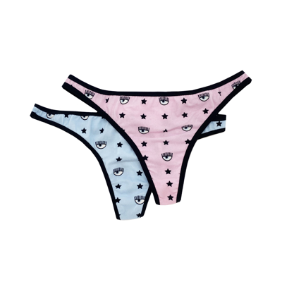 Shop Chiara Ferragni Set Of Two Logo Thong In Pink