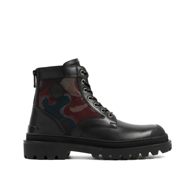 Shop Dior Camouflage Leather Boots In Black