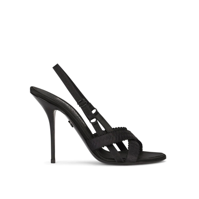 Shop Dolce & Gabbana Keira 105mm Satin Sandals In Black