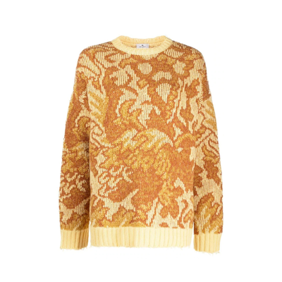 Shop Etro Jacquard Wool Sweater In Yellow