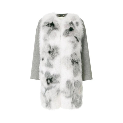 Shop Fendi Fur Trim Cashmere Coat In Gray