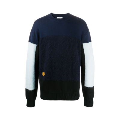 Shop Kenzo Tiger Patch Colour-block Knit In Blue