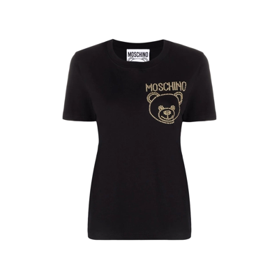 Shop Moschino Couture Cotton Logo T-shirt In Black