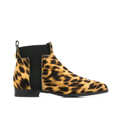 Shop Tod's Leopard Pattern Boots In Black