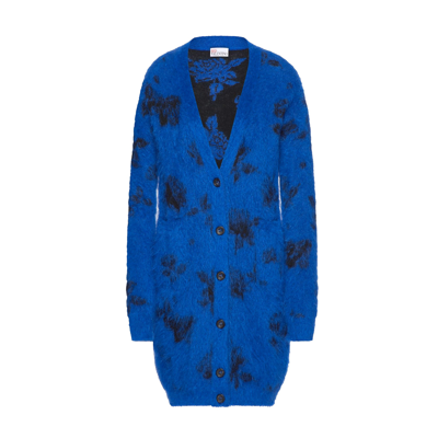 Shop Valentino Mohair-blend Long Knit In Blue