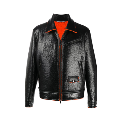 Shop Valentino Shearling Biker Jacket In Black