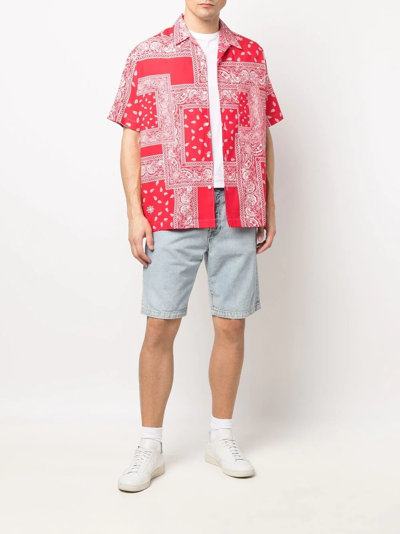 Shop Destin Bandana-print Cotton Shirt In Rot