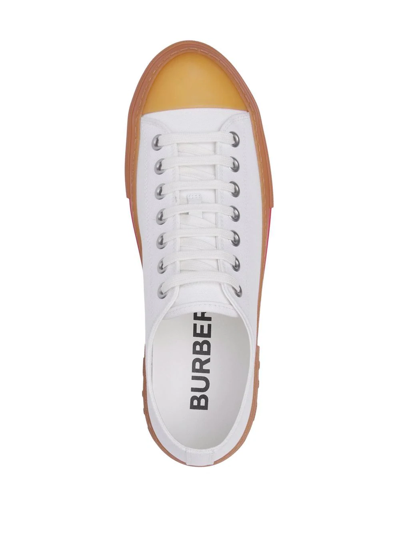 Shop Burberry Logo Detail Low-top Sneakers In White