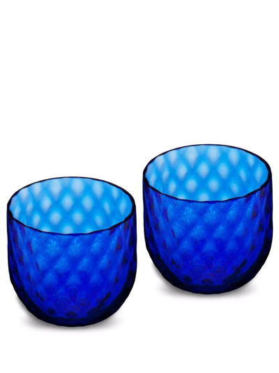 Shop Dolce & Gabbana Hand-blown Murano Shot Glasses (set Of 2) In Blue