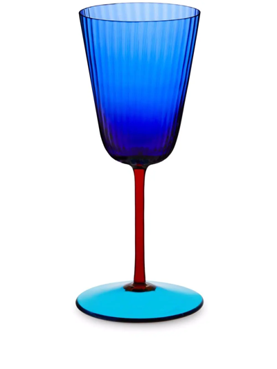 Shop Dolce & Gabbana Hand-blown Murano White Wine Glass In Blue