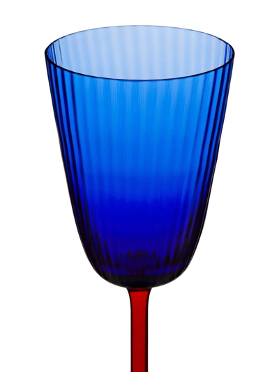 Dolce & Gabbana Hand-blown Murano White Wine Glass In Blue