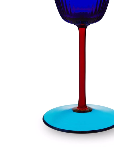 Dolce & Gabbana Hand-blown Murano White Wine Glass In Blue
