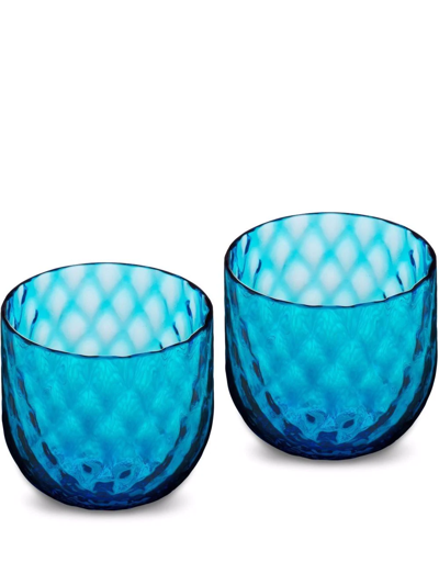 Shop Dolce & Gabbana Hand-blown Murano Shot Glasses (set Of 2) In Blue