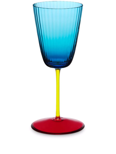 Shop Dolce & Gabbana Hand-blown Murano White Wine Glass In Blue