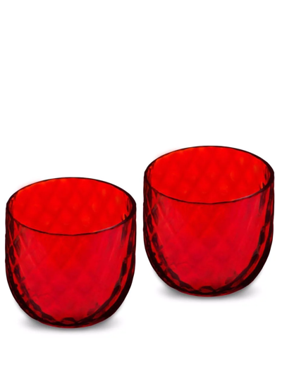 Shop Dolce & Gabbana Hand-blown Murano Shot Glasses (set Of 2) In Red