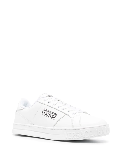 Shop Versace Jeans Couture Logo Print Low-top Sneakers In White