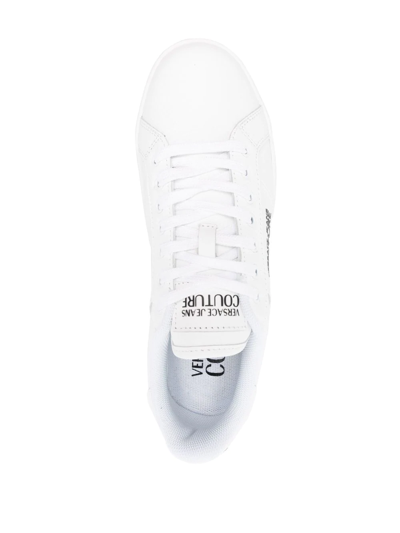 Shop Versace Jeans Couture Logo Print Low-top Sneakers In White