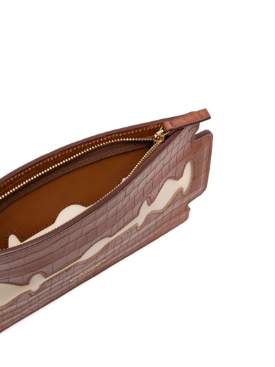 Shop Undercover Blade Crocodile-effect Clutch Bag In Brown