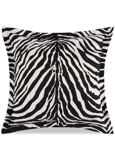 Shop Dolce & Gabbana Large Zebra-print Duchesse Cotton Cushion In Black