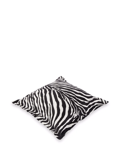 Shop Dolce & Gabbana Large Zebra-print Duchesse Cotton Cushion In Black