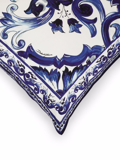 Shop Dolce & Gabbana Large Blu Mediterraneo-print Canvas Cushion In White