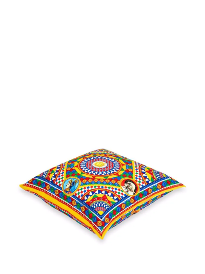 Dolce & Gabbana Carretto Extra-large Cotton Cushion In Red